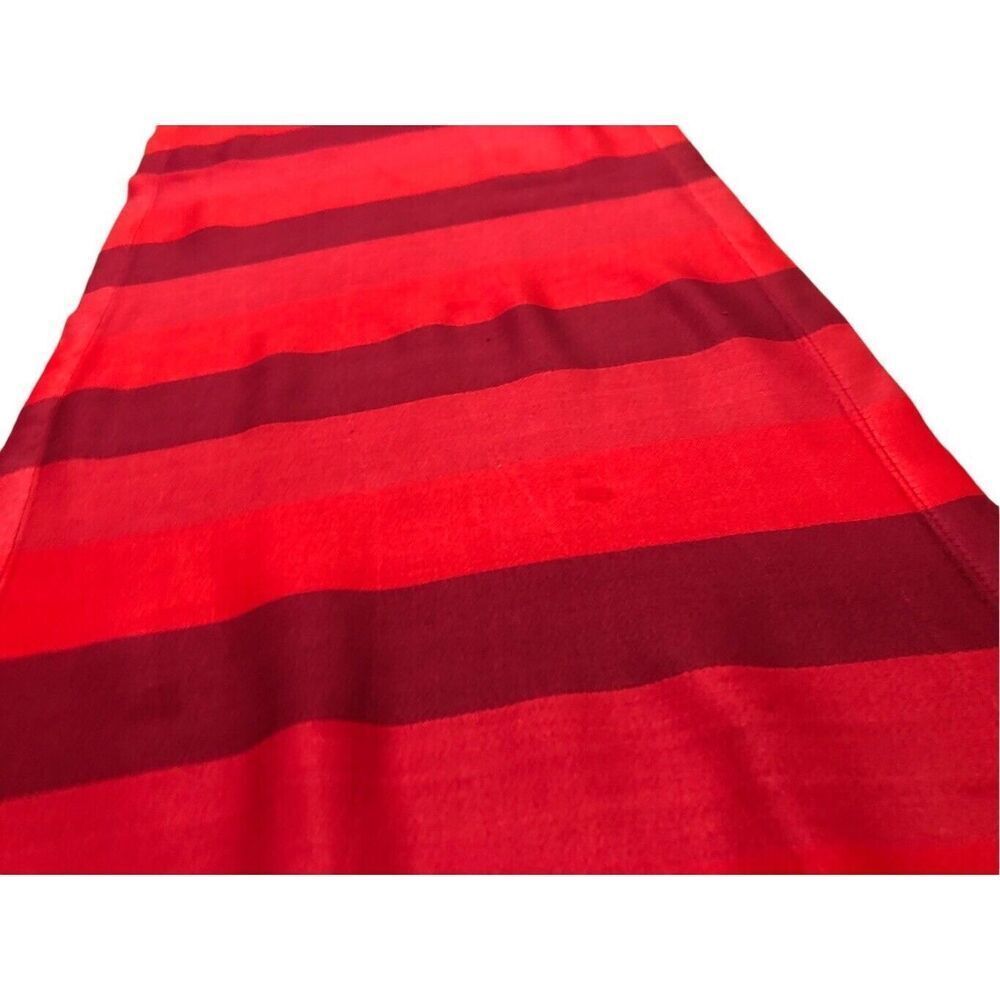 XOCHI Red And Deep Red Burgandy Wide Stripe Table Runner 88” X 13” Luxurious